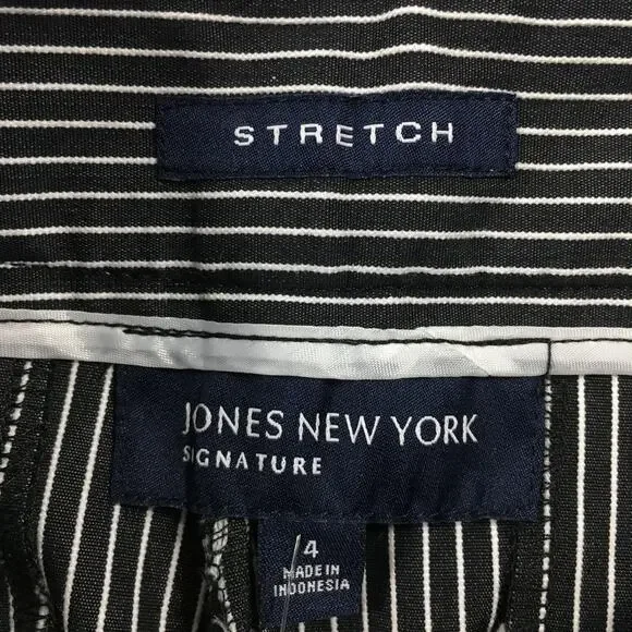 Nwt Jones New York Signature Black White Stripe Ankle Pants Size 4 - Picture 8 of 14